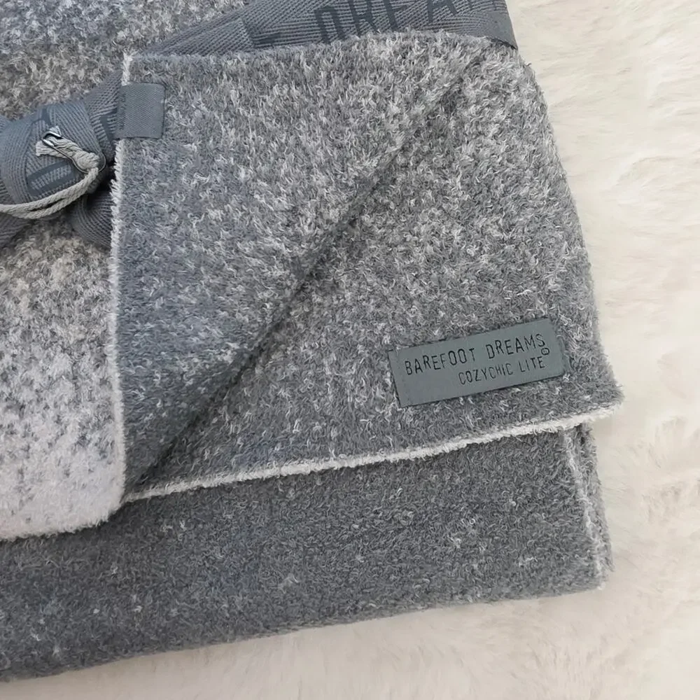 Barefoot Dreams CozyChic Lite Confetti Scarf Beanie Set Smokey Green Gray NWT